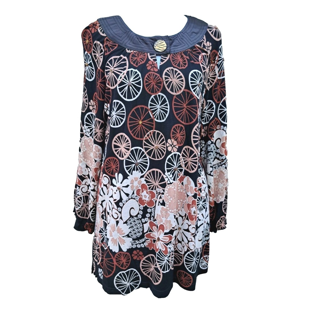 Multiples Women's  Viscose 3/4 Sleeves Stretch Top Tunic Blouse Size Large‎